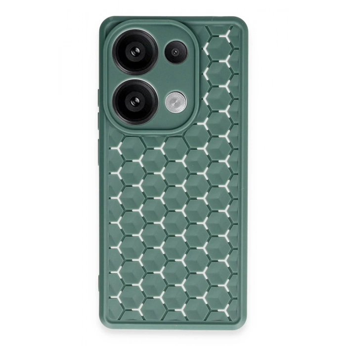 Mey İthalat®   Redmi Note 13 Pro 4G Kılıf Petek Silikon Kapak - Koyu Yeşil