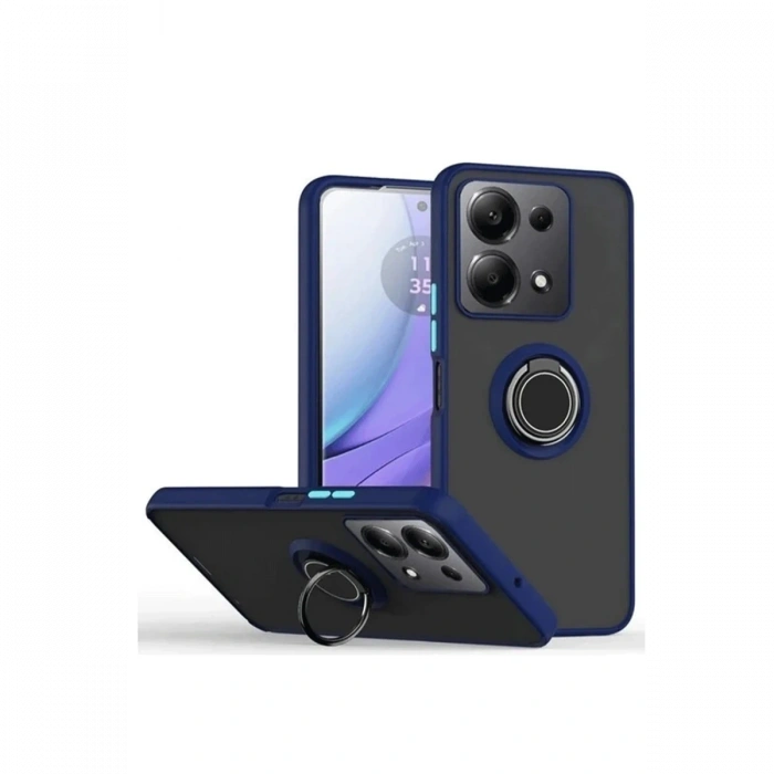 Mey İthalat®   Redmi Note 13 Pro 4G Montreal Yüzüklü Silikon Kapak - Lacivert
