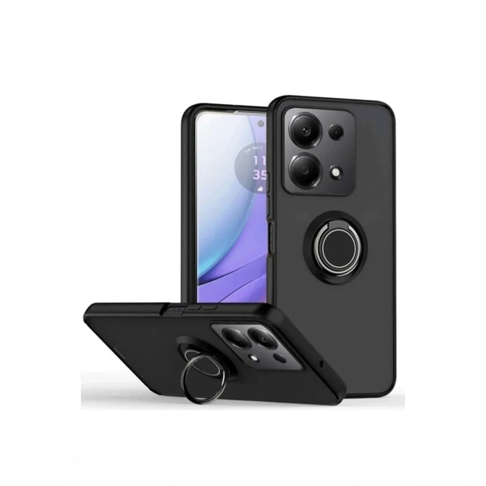 Mey İthalat®   Redmi Note 13 Pro 4G Montreal Yüzüklü Silikon Kapak - Siyah