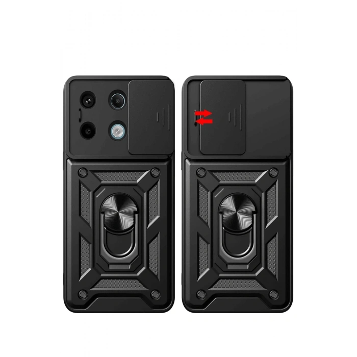 Mey İthalat®   Redmi Note 13 Pro 4G Pars Lens Yüzüklü Silikon - Kırmızı