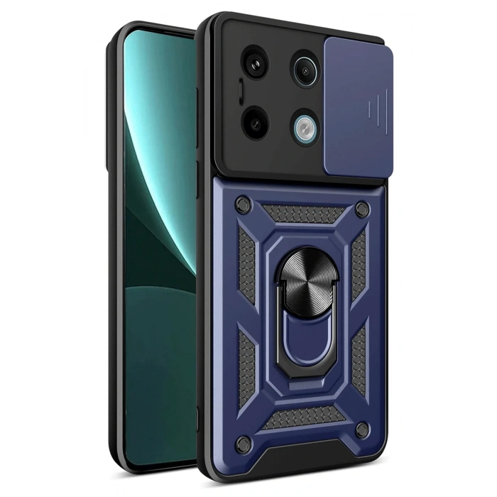 Mey İthalat®   Redmi Note 13 Pro 4G Pars Lens Yüzüklü Silikon - Lacivert