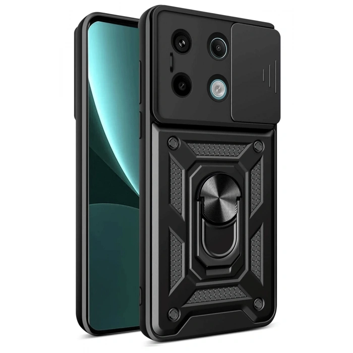 Mey İthalat®   Redmi Note 13 Pro 4G Pars Lens Yüzüklü Silikon - Siyah