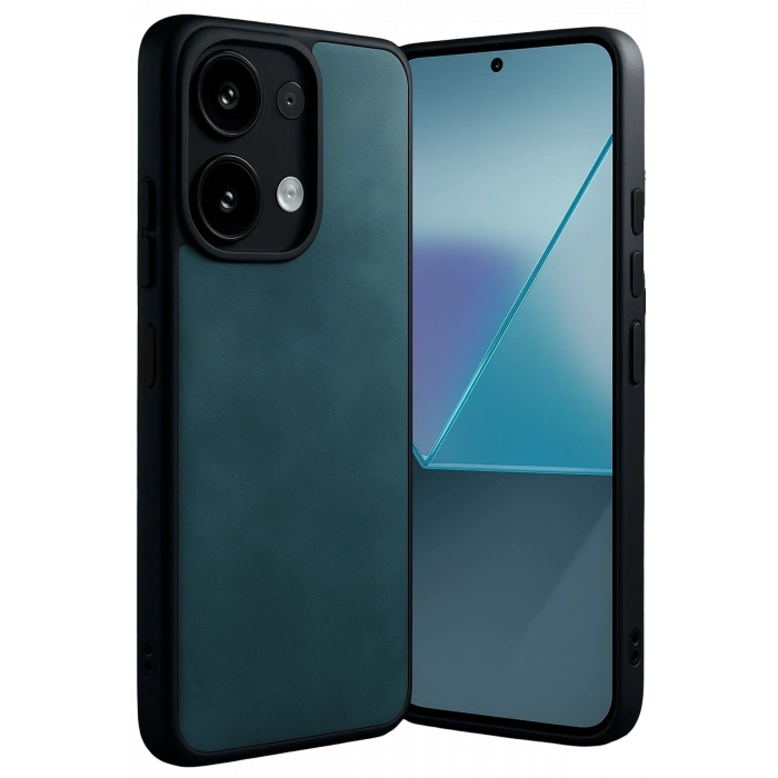 Mey İthalat®   Redmi Note 13 Pro 5G Kılıf Aras Deri Kapak - Koyu Yeşil