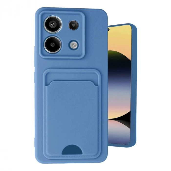 Mey İthalat®   Redmi Note 13 Pro 5G Kılıf Kelvin Kartvizitli Silikon - Mavi