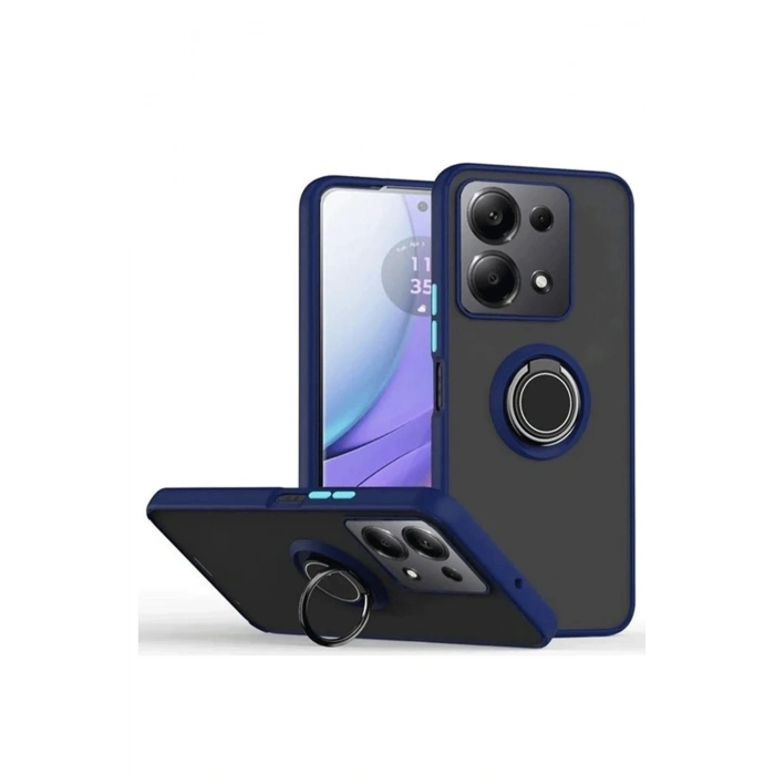 Mey İthalat®   Redmi Note 13 Pro 5G Kılıf Montreal Yüzüklü Silikon Kapak - Lacivert
