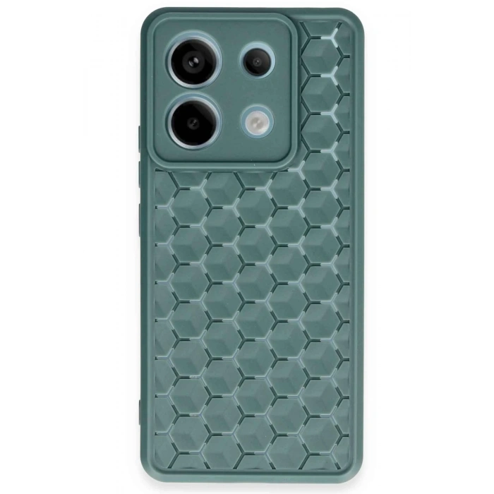 Mey İthalat®   Redmi Note 13 Pro 5G Kılıf Petek Silikon Kapak - Koyu Yeşil