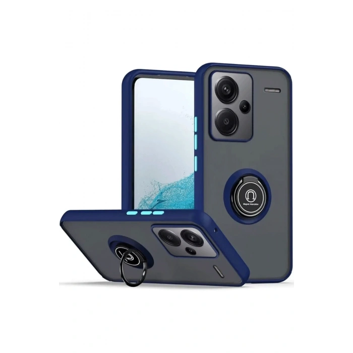 Mey İthalat®   Redmi Note 13 Pro Plus Kılıf Montreal Yüzüklü Silikon Kapak - Lacivert