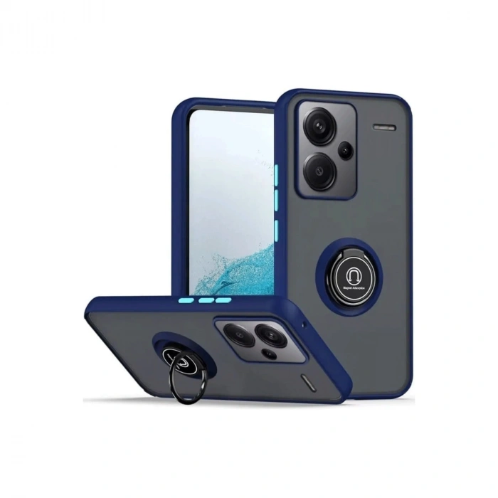 Mey İthalat®   Redmi Note 13 Pro Plus Kılıf Montreal Yüzüklü Silikon Kapak - Lacivert
