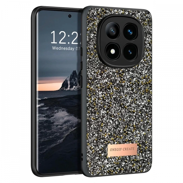 Mey İthalat®   Redmi Note 14 Pro 4G Bright Simli Kapak - Gümüş