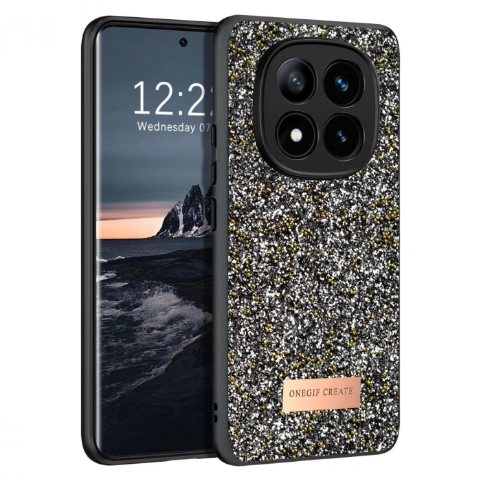 Mey İthalat®   Redmi Note 14 Pro 4G Bright Simli Kapak - Gümüş