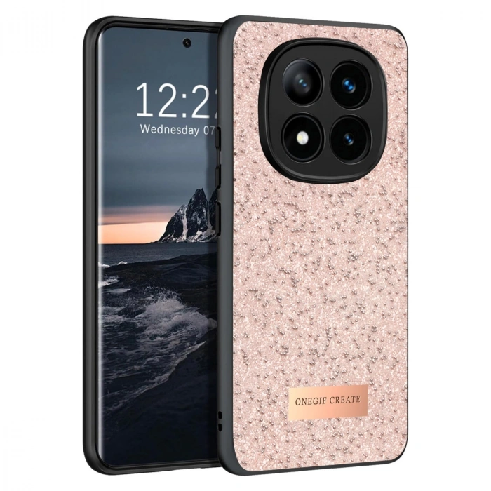 Mey İthalat®   Redmi Note 14 Pro 4G Bright Simli Kapak - Pembe