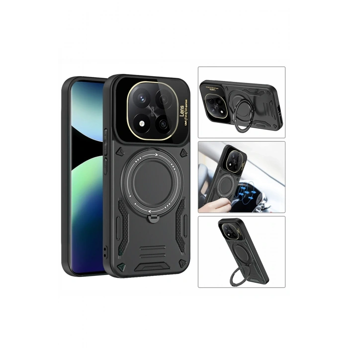 Mey İthalat®   Redmi Note 14 Pro 4G Kılıf Joy Lens Standlı Kapak - Mor