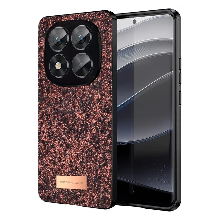 Mey İthalat®   Redmi Note 14 Pro 5G Bright Simli Kapak - Derin Mor