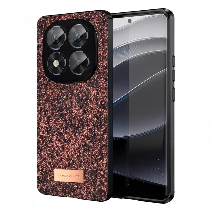Mey İthalat®   Redmi Note 14 Pro 5G Bright Simli Kapak - Derin Mor