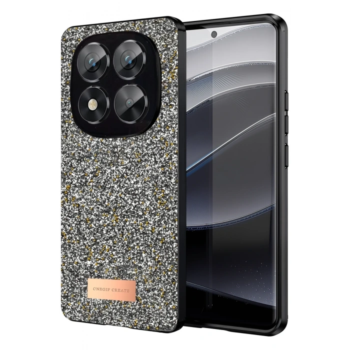 Mey İthalat®   Redmi Note 14 Pro 5G Bright Simli Kapak - Gümüş