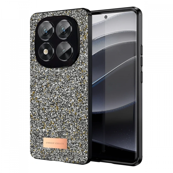 Mey İthalat®   Redmi Note 14 Pro 5G Bright Simli Kapak - Gümüş