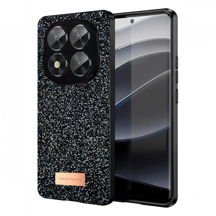 Mey İthalat®   Redmi Note 14 Pro 5G Bright Simli Kapak - Siyah