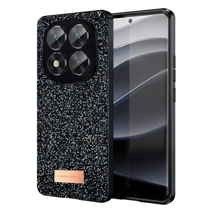 Mey İthalat®   Redmi Note 14 Pro 5G Bright Simli Kapak - Siyah