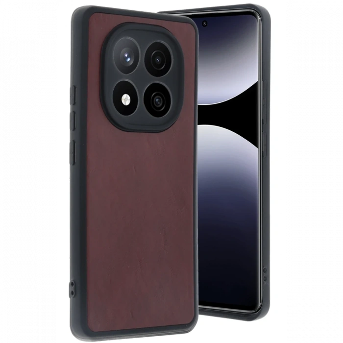 Mey İthalat®   Redmi Note 14 Pro 5G Kılıf Aras Deri Kapak - Bordo