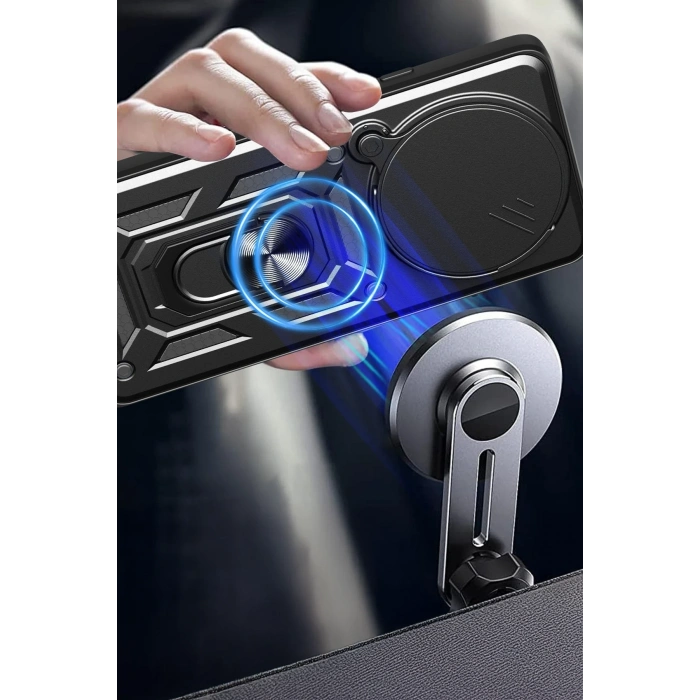 Mey İthalat®   Redmi Note 14 Pro Plus Kılıf Pars Lens Yüzüklü Silikon - Yeşil
