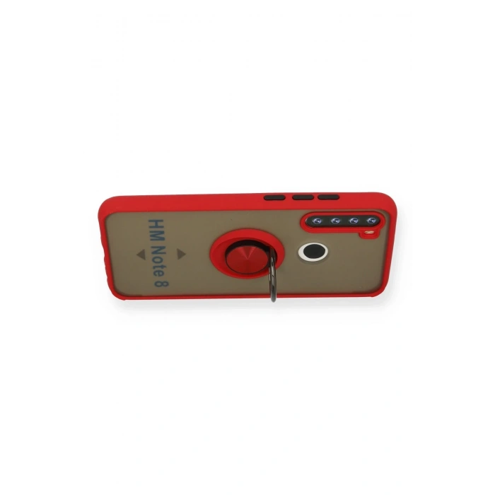 Mey İthalat®   Redmi Note 8 Kılıf Montreal Yüzüklü Silikon Kapak - Kırmızı