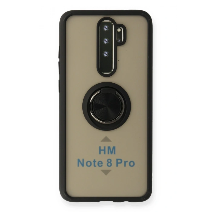Mey İthalat®   Redmi Note 8 Pro Kılıf Montreal Yüzüklü Silikon Kapak - Siyah
