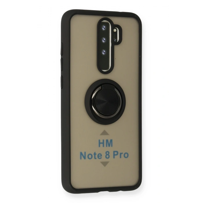 Mey İthalat®   Redmi Note 8 Pro Kılıf Montreal Yüzüklü Silikon Kapak - Siyah