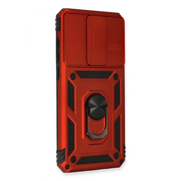 Mey İthalat®   Redmi Note 8 Pro Kılıf Pars Lens Yüzüklü Silikon - Kırmızı