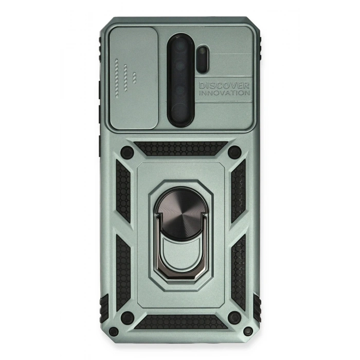 Mey İthalat®   Redmi Note 8 Pro Kılıf Pars Lens Yüzüklü Silikon - Yeşil