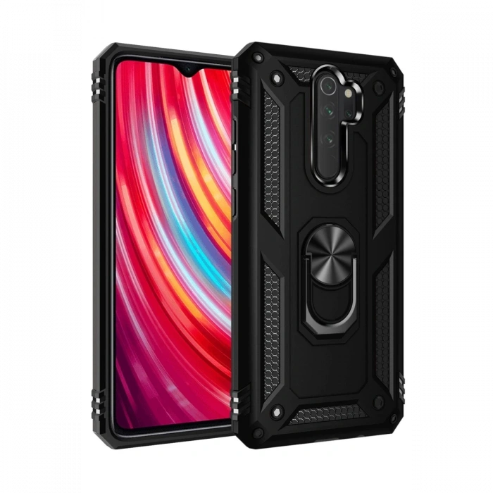 Mey İthalat®   Redmi Note 8 Pro Kılıf Sofya Yüzüklü Silikon Kapak - Siyah