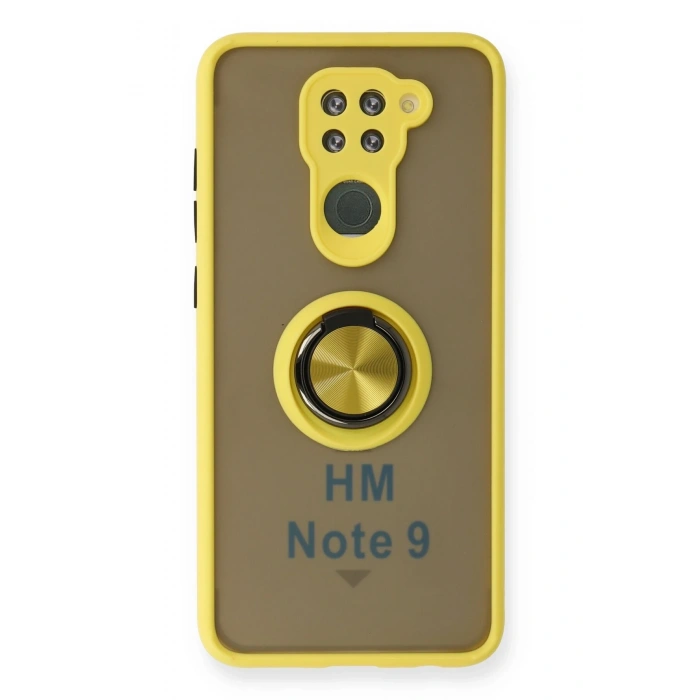 Mey İthalat®   Redmi Note 9 Kılıf Montreal Yüzüklü Silikon Kapak - Sarı