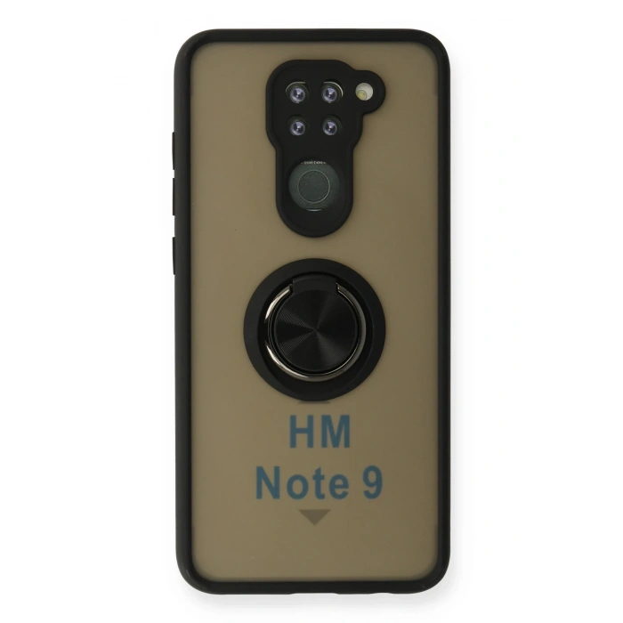 Mey İthalat®   Redmi Note 9 Kılıf Montreal Yüzüklü Silikon Kapak - Siyah