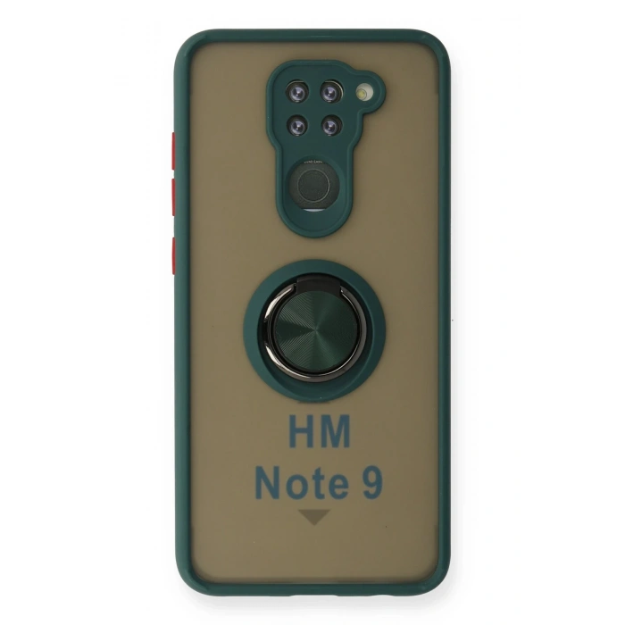 Mey İthalat®   Redmi Note 9 Kılıf Montreal Yüzüklü Silikon Kapak - Yeşil