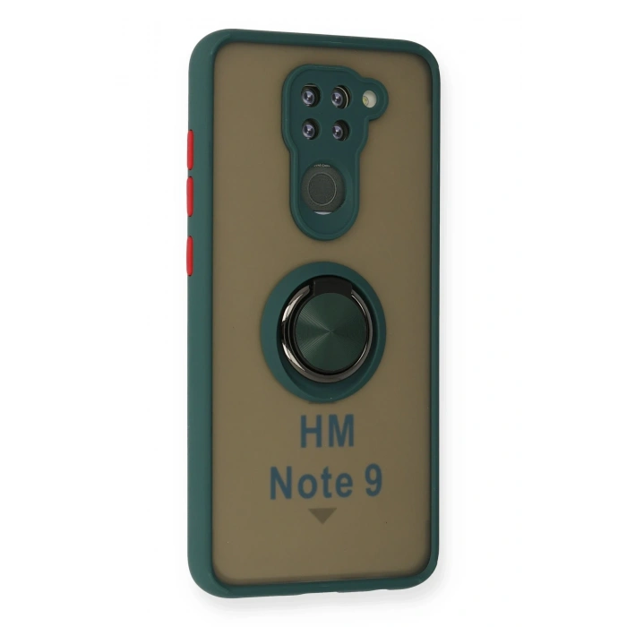 Mey İthalat®   Redmi Note 9 Kılıf Montreal Yüzüklü Silikon Kapak - Yeşil