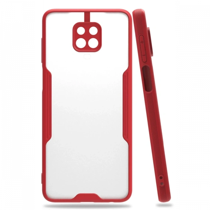Mey İthalat®   Redmi Note 9S Kılıf Platin Silikon - Kırmızı