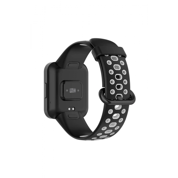 Mey İthalat®   Redmi Watch 2 Spor Delikli Kordon - Siyah-Gri