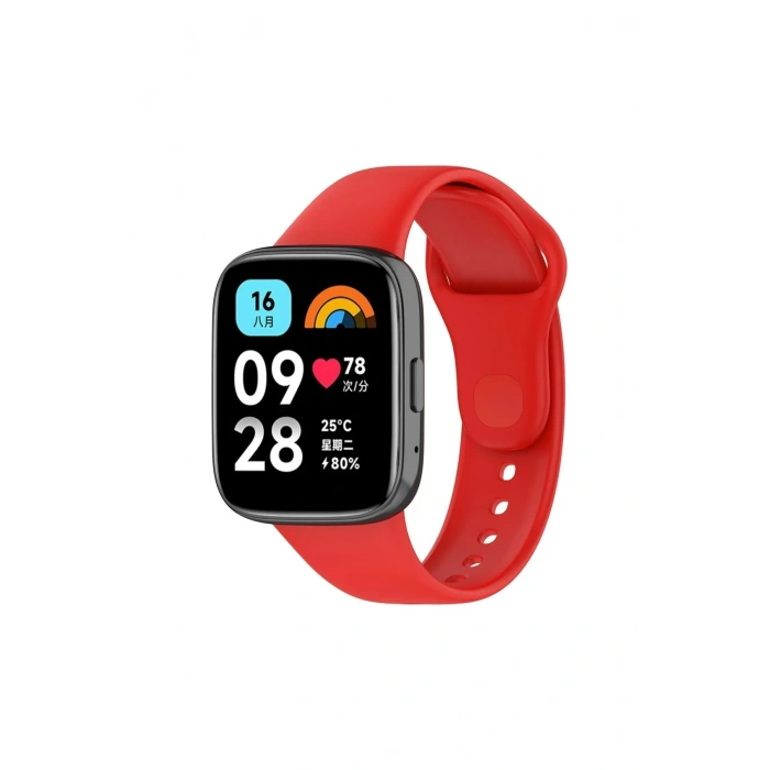 Mey İthalat®   Redmi Watch 3 Active Klasik Kordon - Kırmızı
