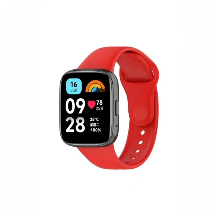 Mey İthalat®   Redmi Watch 3 Active Klasik Kordon - Kırmızı
