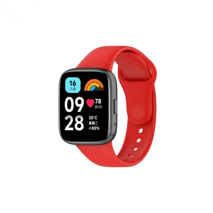 Mey İthalat®   Redmi Watch 3 Active Klasik Kordon - Kırmızı