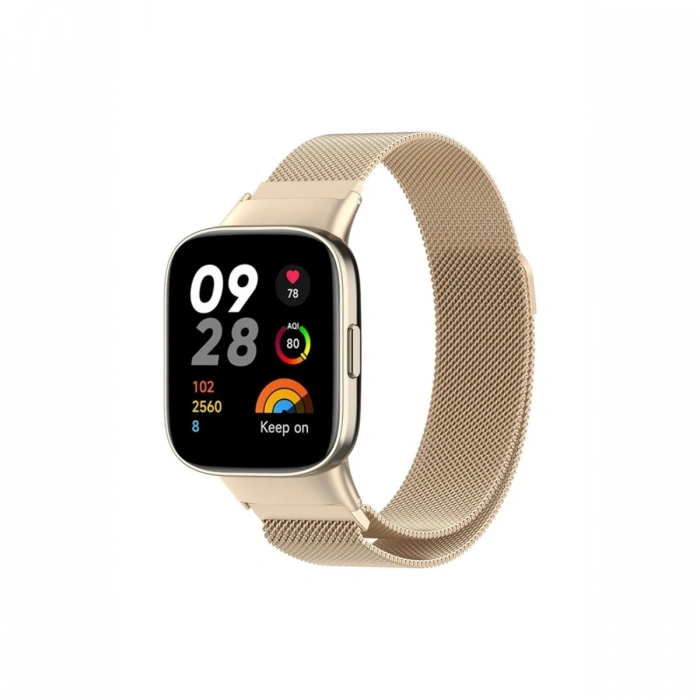 Mey İthalat®   Redmi Watch 3 Metal Mıknatıslı Kordon - Metalik Gold