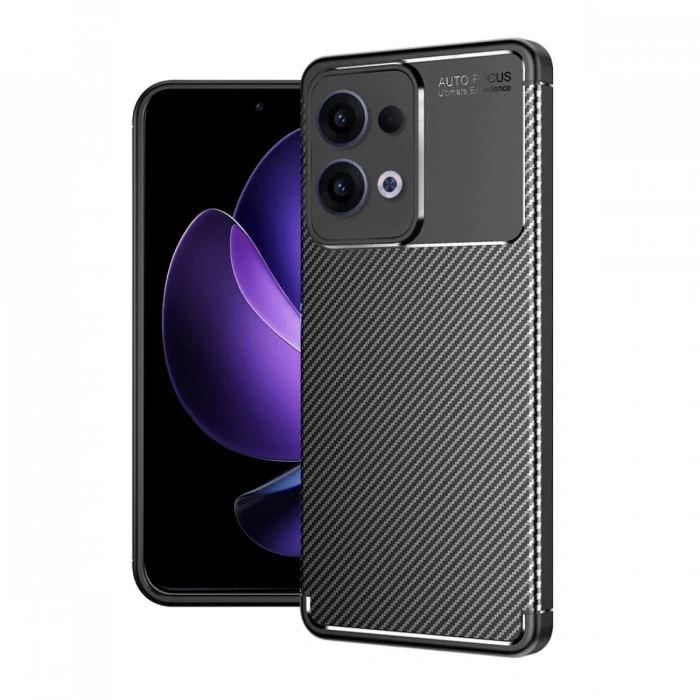 Mey İthalat®   Reno 13 Pro Kılıf Auto Focus Karbon Kapak - Siyah