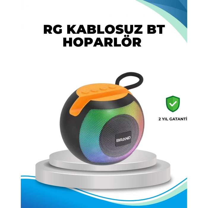 Mey İthalat® RGB Işıklı Taşınabilir Kablosuz Bluetooth Hoparlör