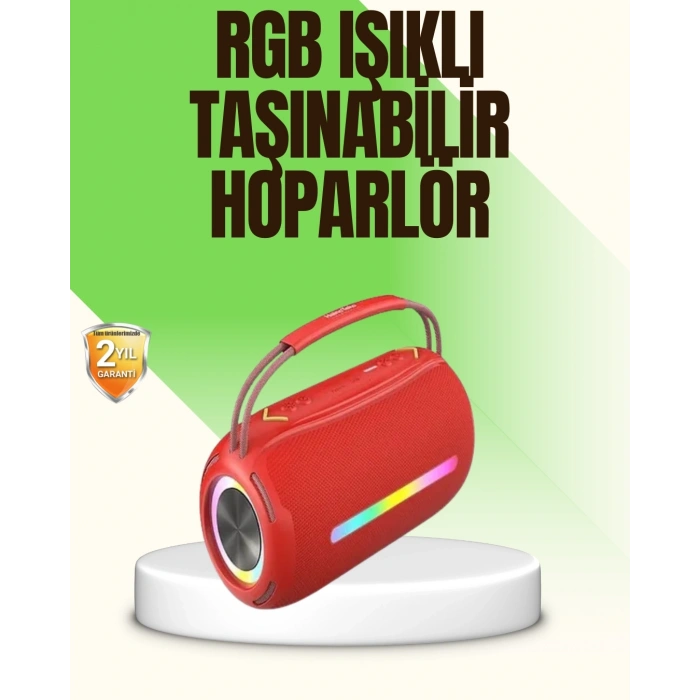 Mey İthalat® RGB LED Işıklı 20W Taşınabilir Bluetooth Hoparlör IPX6 Suya Dayanıklı