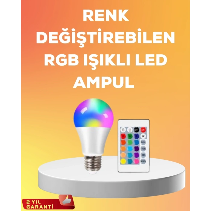 Mey İthalat® RGB Uzaktan Kumandalı LED Ampul 16 Renk A Kalite 2025 Model Orijinal