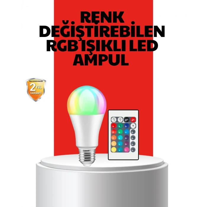 Mey İthalat® RGB Uzaktan Kumandalı LED Ampul 16 Renkli A Kalite Orijinal