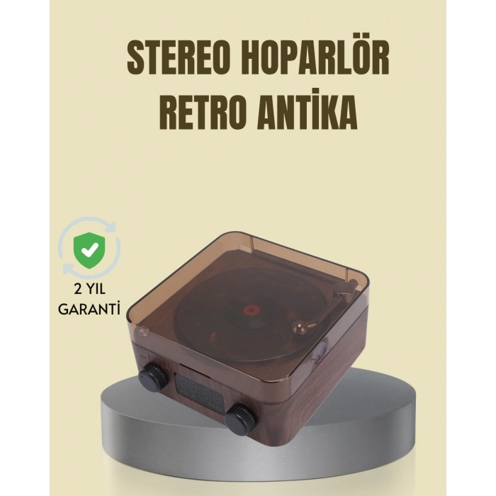 Mey İthalat® Saatli Gece Işıklı Hoparlör – Modern ve Vintage Tasarım