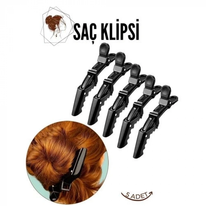 Mey İthalat® Saç Pensi Saç Klipsi 5 Adet Crocodile Design