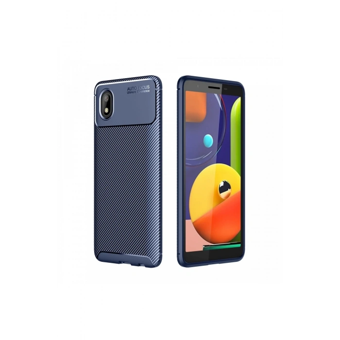 Mey İthalat®  Samsung Galaxy A01 Core Kılıf Auto Focus Karbon Kapak - Lacivert