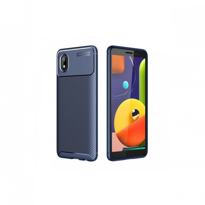 Mey İthalat®  Samsung Galaxy A01 Core Kılıf Auto Focus Karbon Kapak - Lacivert