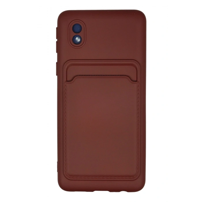 Mey İthalat®  Samsung Galaxy A01 Core Kılıf Kelvin Kartvizitli Silikon - Bordo